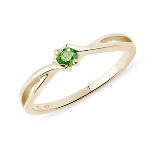 BAGUE EN OR JAUNE AVEC UN DIAMANT VERT - BAGUES DE FIANÇAILLES AVEC DIAMANTS DE COULEUR - BAGUES DE FIANÇAILLES