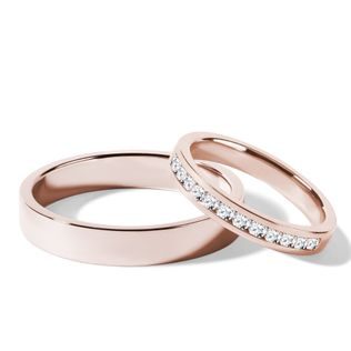 MINIMALIST WEDDING RING SET IN ROSE GOLD - ROSE GOLD WEDDING SETS - WEDDING RINGS