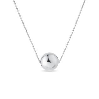 COLLIER EN OR BLANC AVEC PENDENTIF SPHÉRIQUE - COLLIERS EN OR BLANC - COLLIERS