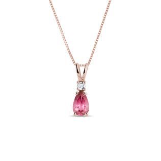 COLLIER EN OR ROSE 14 CT AVEC TOURMALINE - COLLIERS AVEC TOURMALINE - COLLIERS