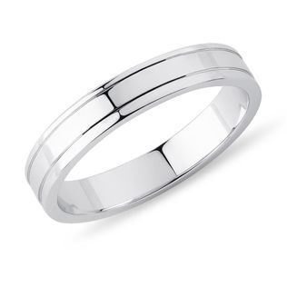 MEN'S WEDDING RING IN WHITE GOLD WITH ENGRAVED LINES - RINGS FOR HIM - WEDDING RINGS