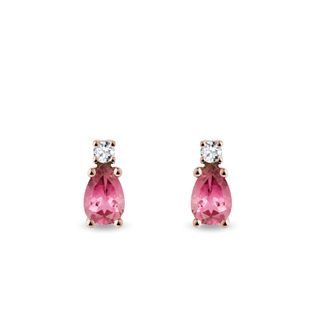 TOURMALINE EARRINGS WITH DIAMONDS IN ROSE GOLD - TOURMALINE EARRINGS - EARRINGS