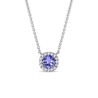 NECKLACE WITH BRILLIANTS AND TANZANITE IN WHITE GOLD - NECKLACES