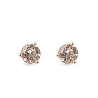 Champagne diamond stud earrings in rose gold