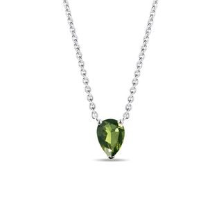 MOLDAVITE NECKLACE IN WHITE GOLD - MOLDAVITE NECKLACES - NECKLACES