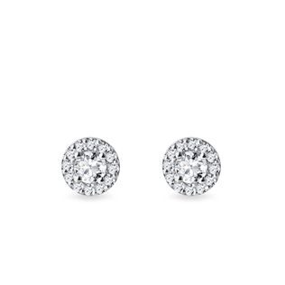 BOUCLES D'OREILLES HALO EN OR BLANC AVEC DIAMANTS - PUCES D'OREILLES EN DIAMANT - BOUCLES D'OREILLES