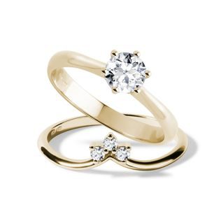 RINGSET MIT LABORDIAMANTEN IN GELBGOLD - TRAURING- UND VERLOBUNGSSETS - VERLOBUNGSRINGE