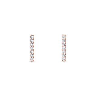 BOUCLES D'OREILLES BARRETTES DE DIAMANT EN OR ROSE - BOUCLES D'OREILLES EN DIAMANT - BOUCLES D'OREILLES