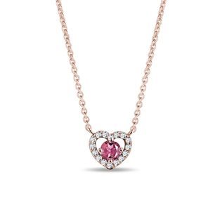 Tourmaline and diamond heart necklace in rose gold