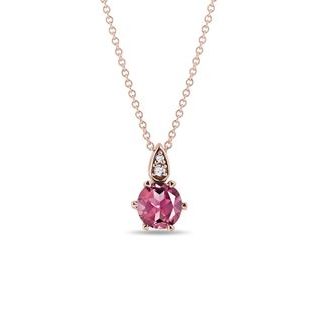 COLLIER EN OR ROSE TOURMALINE ET DIAMANT - COLLIERS AVEC TOURMALINE - COLLIERS