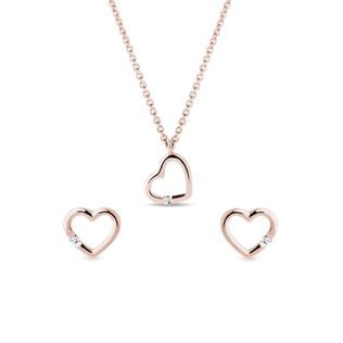 DIAMOND ROSE GOLD HEART JEWELLERY SET - JEWELLERY SETS - FINE JEWELLERY