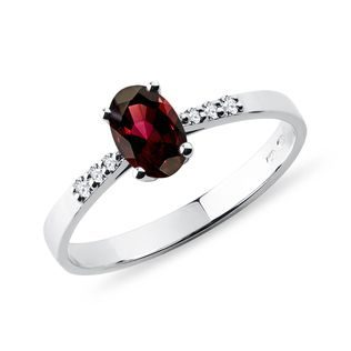 GARNET AND DIAMOND RING IN WHITE GOLD - GARNET RINGS - RINGS