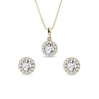 GOLD DIAMOND EARRING AND NECKLACE SET - DIAMOND SETS - FINE JEWELRY