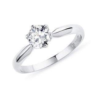 BAGUE EN OR BLANC AVEC DIAMANT 0,5CT - SOLITAIRES - BAGUES DE FIANÇAILLES