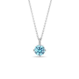 WHITE GOLD BLUE DIAMOND NECKLACE - DIAMOND NECKLACES - NECKLACES