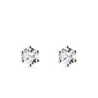 PUCES DE DIAMANT EN OR ROSE D'UN DIAMÈTRE DE 4 MM - PUCES D'OREILLES EN DIAMANT - BOUCLES D'OREILLES