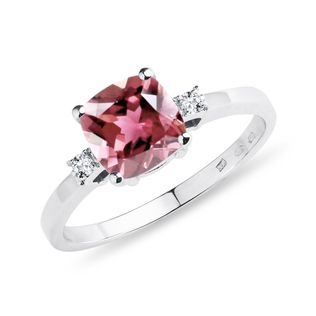 BAGUE EN OR BLANC AVEC TOURMALINE ET DIAMANTS - BAGUES EN TOURMALINE - BAGUES