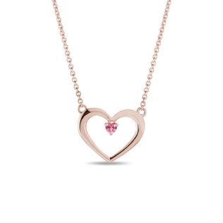 PINK SAPPHIRE HEART NECKLACE IN ROSE GOLD - SAPPHIRE NECKLACES - NECKLACES