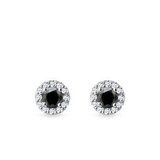 HALO-OHRRINGE MIT SCHWARZEM DIAMANT - OHRSTECKER DIAMANT - OHRRINGE