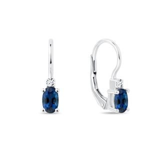 GOLDOHRRINGE MIT DIAMANT UND OVALEN SAPHIREN - OHRRINGE MIT SAPHIR - OHRRINGE