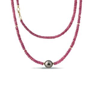 COLLIER EN RUBIS FACETTÉ AVEC PERLE DE TAHITI - COLLIERS AVEC MINÉRAUX - COLLIERS