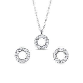 PARURE EN OR BLANC MOTIF CERCLE, AVEC DIAMANTS - PARURES DE BIJOUX - BIJOUX KLENOTA