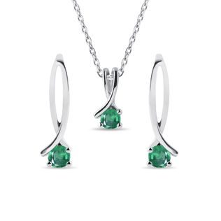 EMERALD WHITE GOLD RIBBON JEWELRY SET - JEWELRY SETS - FINE JEWELRY