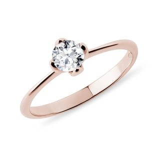 BAGUE EN OR ROSE ROMANTIQUE AVEC DIAMANT BLANC - SOLITAIRES - BAGUES DE FIANÇAILLES