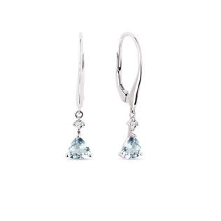 Aquamarines and diamond pendant earrings in white gold