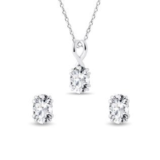 ENSEMBLE COLLIER ET BOUCLES D'OREILLES AVEC DIAMANTS EN OR BLANC - ENSEMBLES DE BIJOUX EN DIAMANT - BIJOUX
