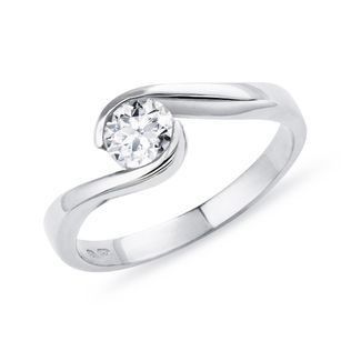 EINZIGARTIGER WEISSGOLDRING MIT 0,5 CT DIAMANT - VERLOBUNGSRINGE MIT BRILLANT - VERLOBUNGSRINGE