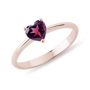 BAGUE EN OR ROSE ET CŒUR EN RHODOLITE - BAGUES AVEC GEMMES - BAGUES