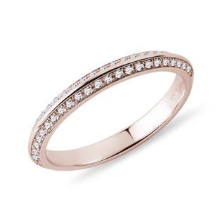 ALLIANCE EN OR ROSE AVEC DEUX RANGÉES DE DIAMANTS - ALLIANCES DE MARIAGE FEMMES - ALLIANCES DE MARIAGE