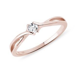 BAGUE EN OR ROSE SERTIE D'UN DIAMANT - SOLITAIRES - BAGUES DE FIANÇAILLES