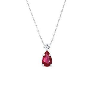 RUBY ​​AND DIAMOND NECKLACE IN WHITE GOLD - RUBY NECKLACES - NECKLACES