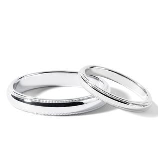 ENSEMBLE D'ALLIANCES EN OR BLANC ET FINITION MILGRIF - ENSEMBLES D’ALLIANCES EN OR BLANC - ALLIANCES DE MARIAGE