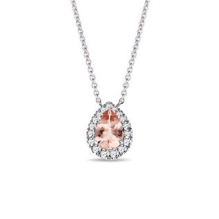 Elegant Diamond Necklace with Morganite in White Gold