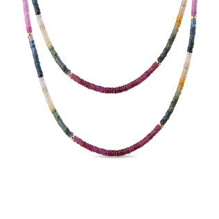 COLLIER DE SAPHIRS DE COULEUR AVEC FERMOIR EN OR - COLLIERS AVEC MINÉRAUX - COLLIERS