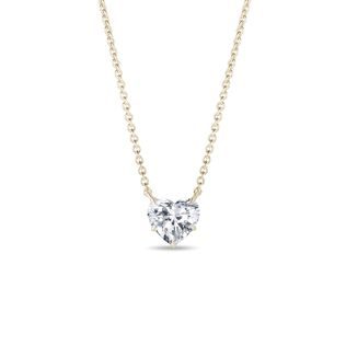 NASZYJNIK Z ŻÓŁTEGO ZŁOTA Z DIAMENTEM W KSZTAŁCIE SERCA - NASZYJNIKI Z DIAMENTAMI - NASZYJNIKI