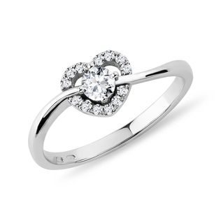 DIAMANT-HERZRING AUS 14-KARÄTIGEM WEISSGOLD - VERLOBUNGSRINGE DIAMANTEN - VERLOBUNGSRINGE