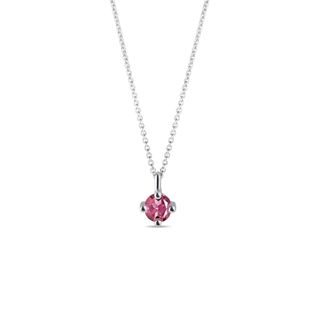 NECKLACE OF WHITE GOLD WITH PINK TOURMALINE - TOURMALINE NECKLACES - NECKLACES