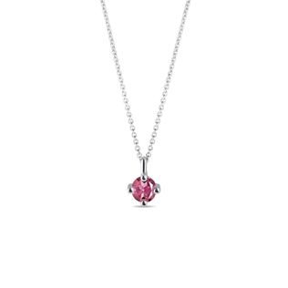 COLLIER EN OR BLANC AVEC TOURMALINE ROSE - COLLIERS AVEC TOURMALINE - COLLIERS