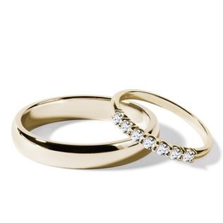 HIS AND HERS DIAMOND WEDDING BAND SET IN YELLOW GOLD - YELLOW GOLD WEDDING SETS - WEDDING RINGS