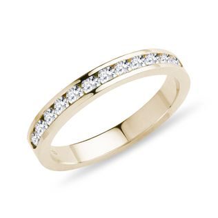 BAGUE D'OR JAUNE AVEC BRILLANTS RONDS - ALLIANCES DE MARIAGE FEMMES - ALLIANCES DE MARIAGE