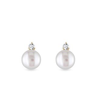 BOUCLES D'OREILLES EN OR AVEC BRILLANTS ET PERLES - BOUCLES D'OREILLES EN PERLES - PERLES