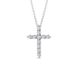 DIAMOND PENDANT CROSS IN WHITE GOLD - DIAMOND NECKLACES - NECKLACES