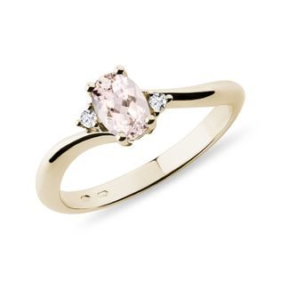 MORGANITE AND DIAMOND RING IN YELLOW GOLD - MORGANITE RINGS - RINGS