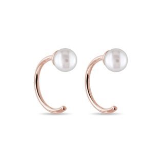 BOUCLES D'OREILLES MINIMALISTES EN OR ROSE AVEC PERLE - BOUCLES D'OREILLES EN PERLES - PERLES