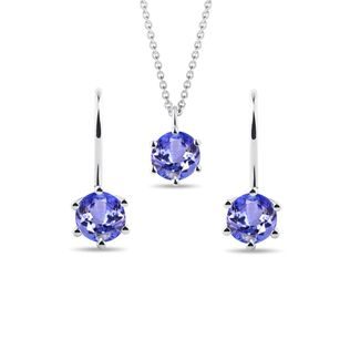 TANZANITE EARRING AND NECKLACE SET IN WHITE GOLD - JEWELRY SETS - FINE JEWELRY