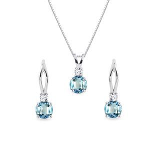 SET TOPÁSOVÝCH ŠPERKOV Z BIELEHO 14K ZLATA - DRAHOKAMOVÉ SÚPRAVY - ŠPERKY